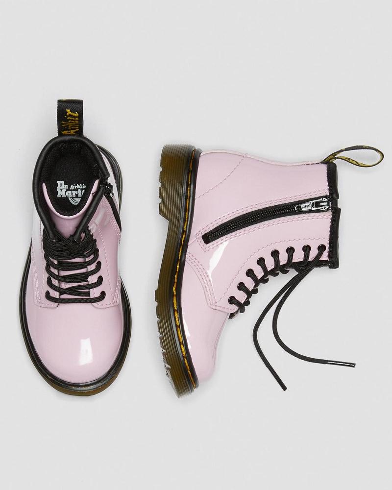 Kids' Dr Martens Toddler 1460 Patent Leather Lace Up Boots Pink | AU 701FDN